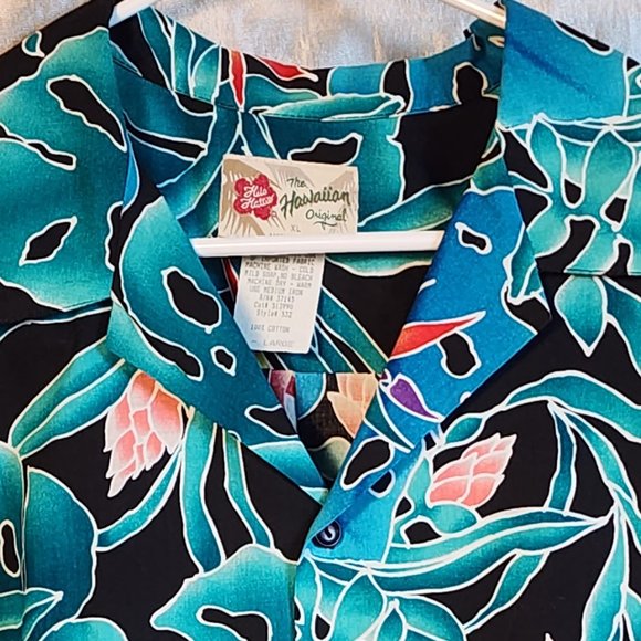 NWOT Men's Hilo Hattie Size XL Birds of Paradise Blue Palm Cotton Shirt - WOW! - Picture 2 of 12